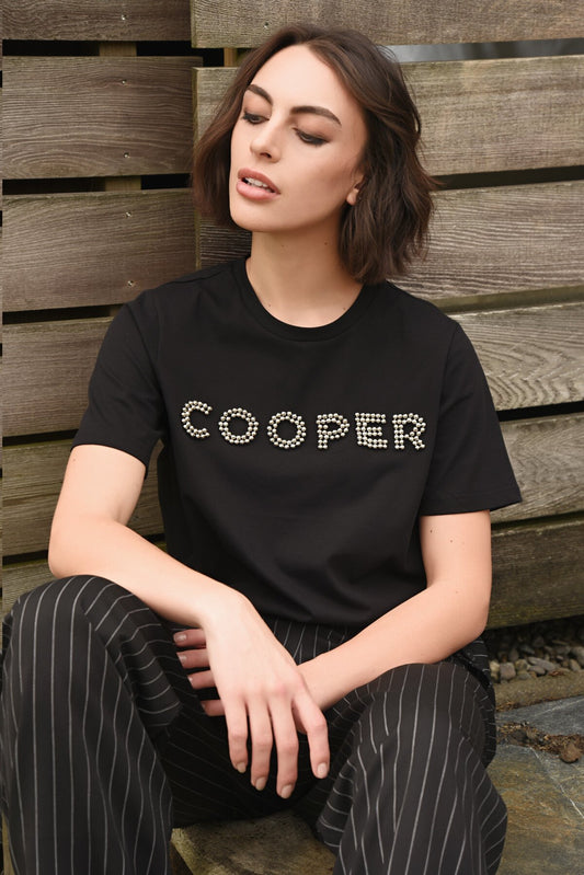 COOPER MY BEADING LADY T-SHIRT - BLACK - THE VOGUE STORE