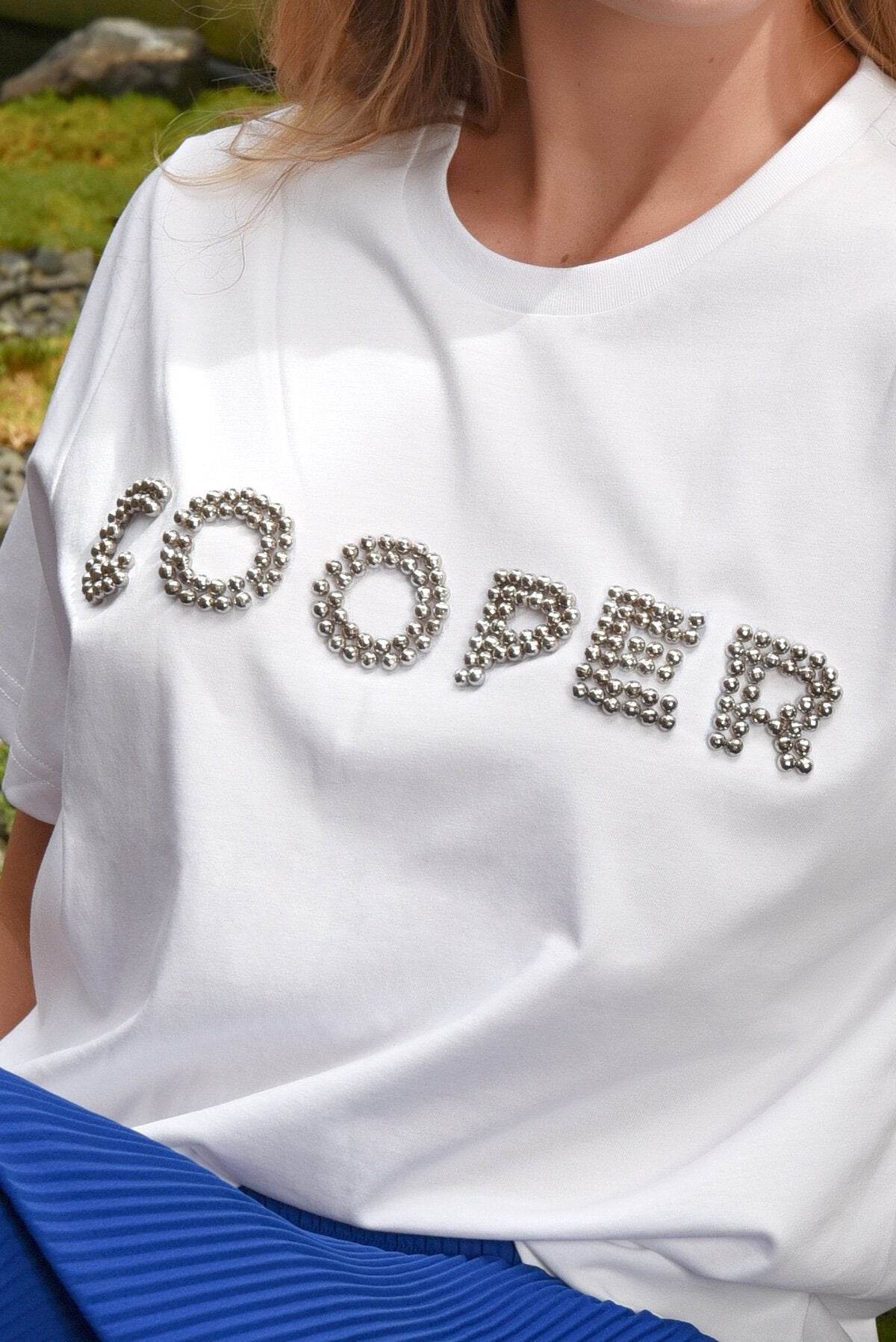 COOPER MY BEADING LADY T-SHIRT - WHITE - THE VOGUE STORE