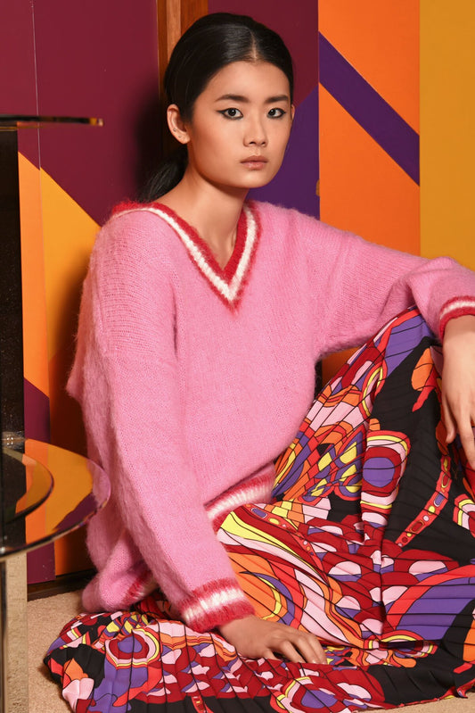 COOP VEE PARTY SWEATER - PINK - THE VOGUE STORE