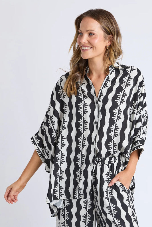 ELM CASA SHIRT - BLACK/MARSHMALLOW - THE VOGUE STORE