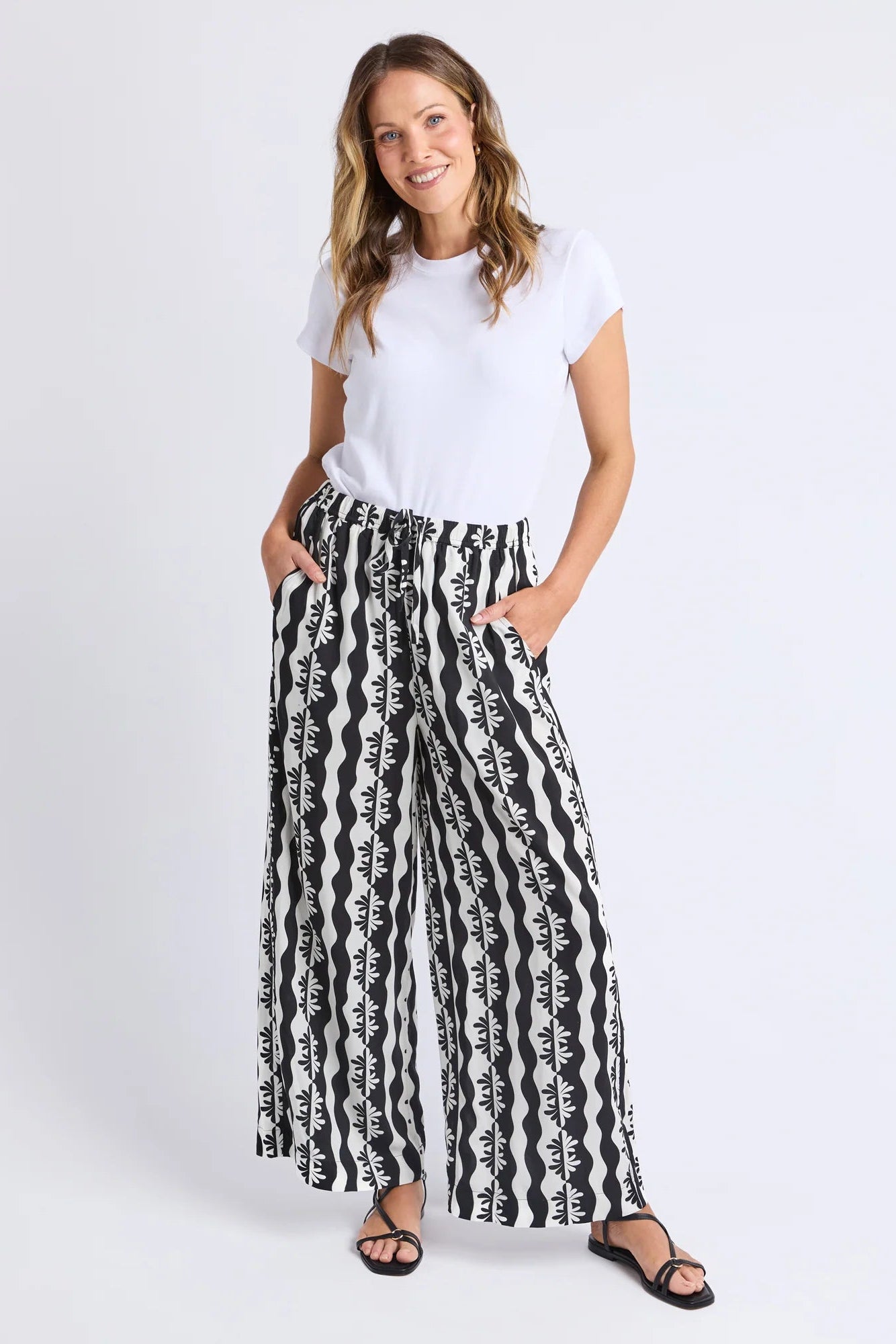 ELM CASA PANT - BLACK/MARSHMALLOW - THE VOGUE STORE