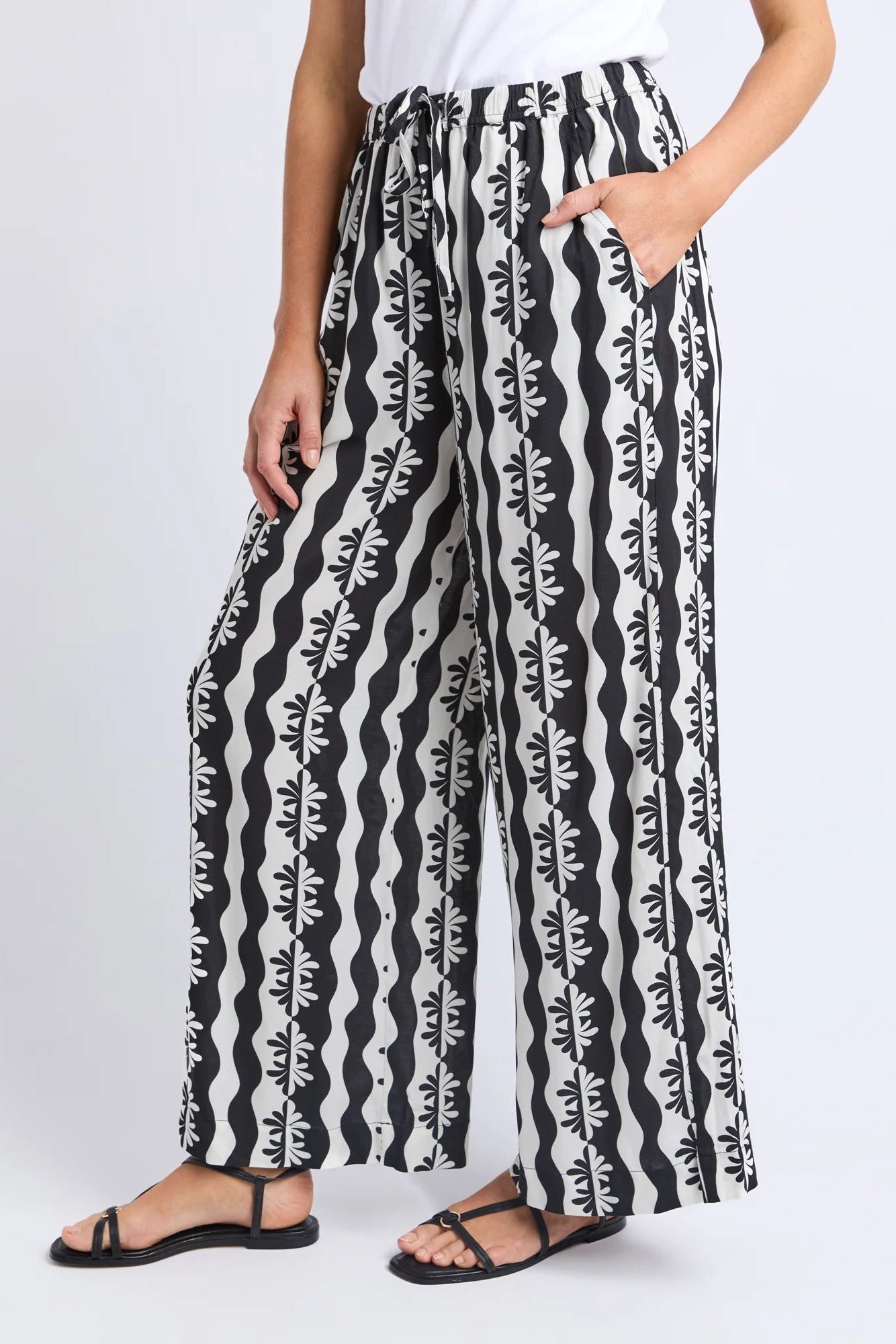 ELM CASA PANT - BLACK/MARSHMALLOW - THE VOGUE STORE