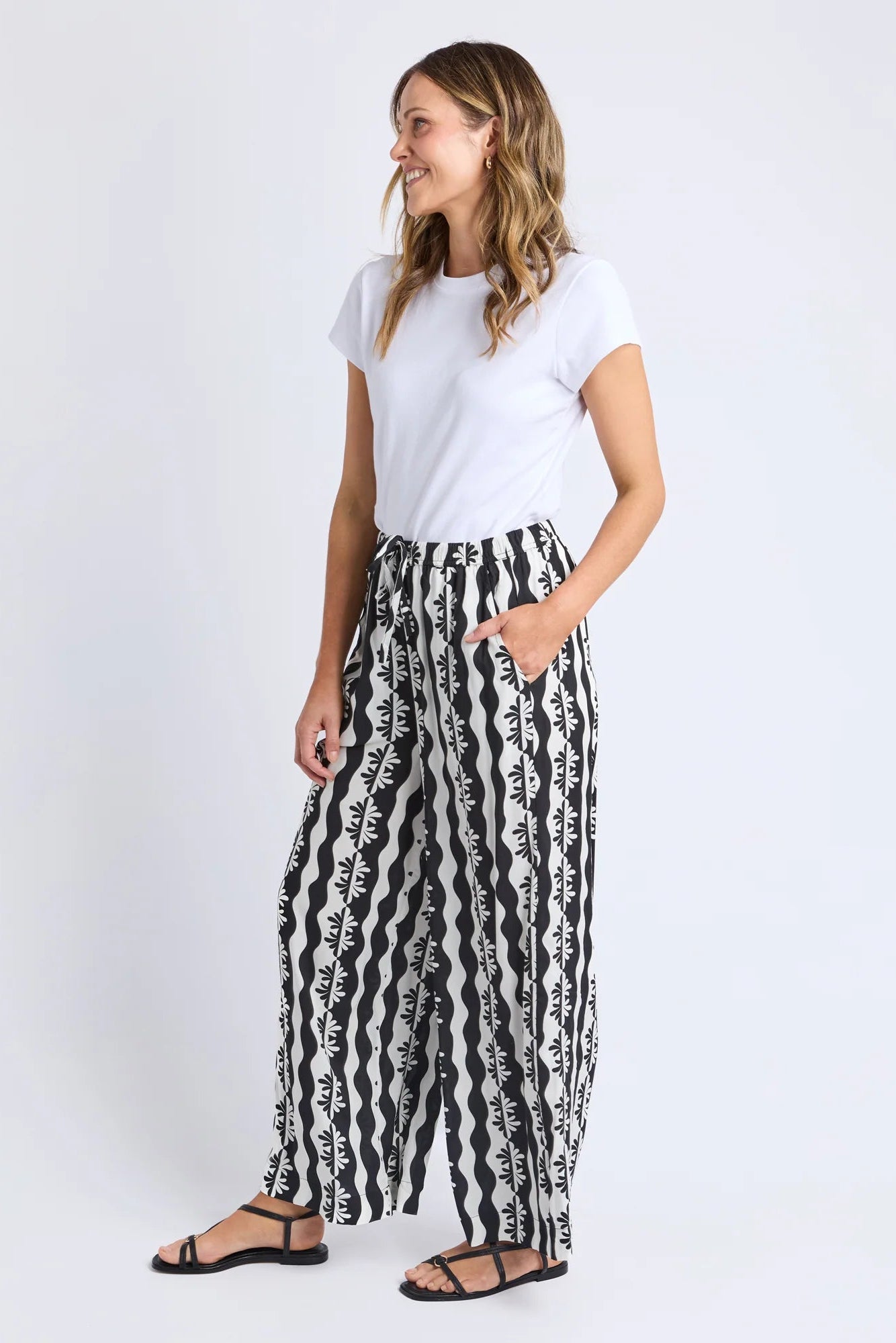 ELM CASA PANT - BLACK/MARSHMALLOW - THE VOGUE STORE