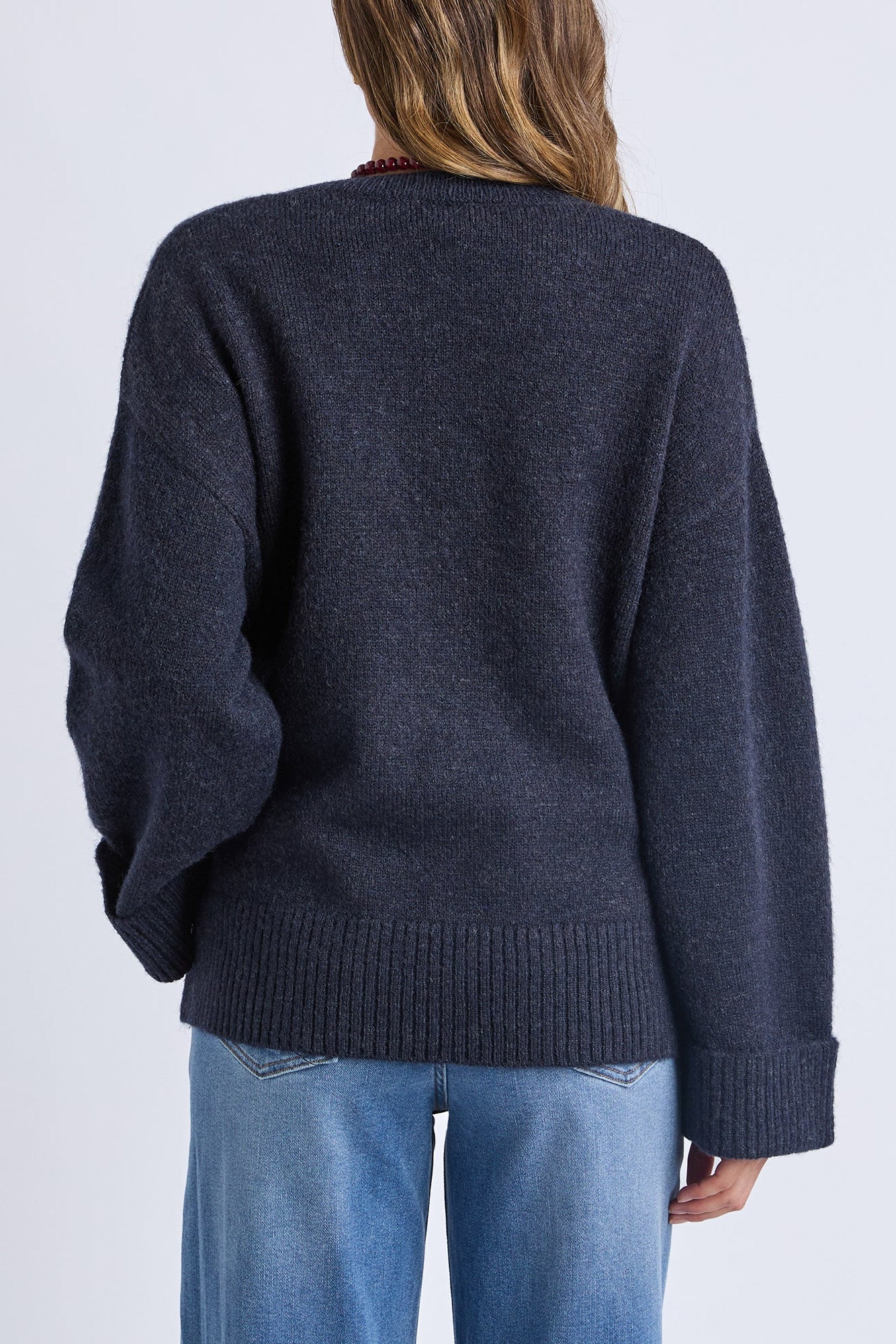 ELM INTARSIA HEART KNIT - NAVY - THE VOGUE STORE