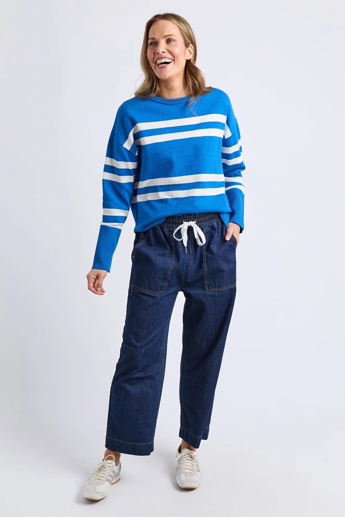 ELM ALLISON CREW - ROYAL BLUE STRIPE - THE VOGUE STORE