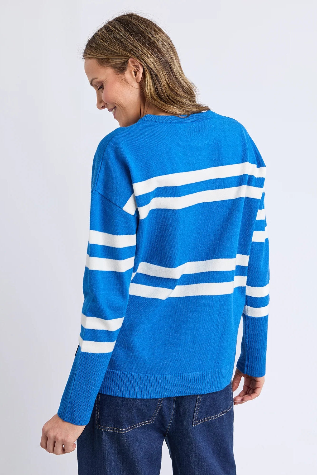 ELM ALLISON CREW - ROYAL BLUE STRIPE - THE VOGUE STORE