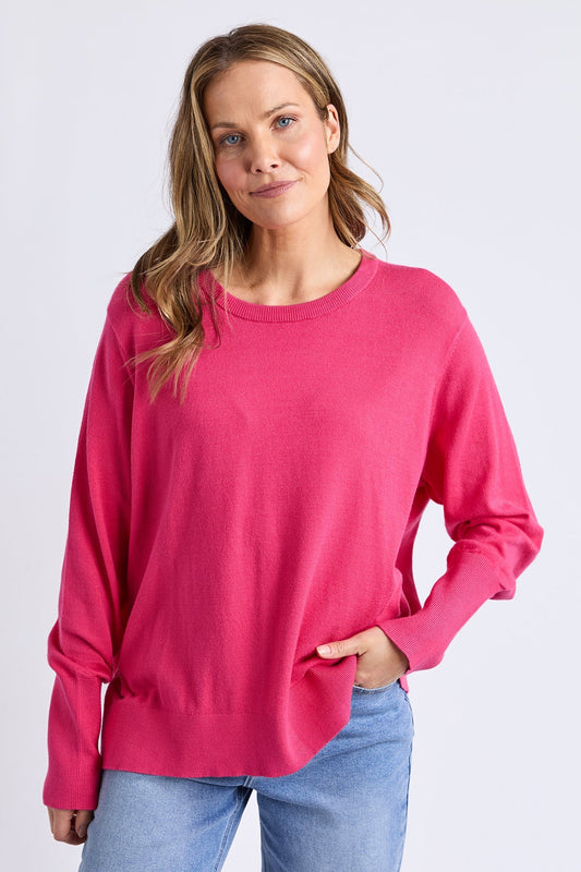 ELM SUNNY LONG SLEEVE KNIT TOP - HOT PINK - THE VOGUE STORE
