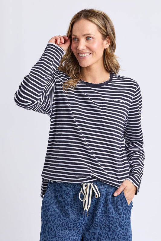 ELM DREA LONG SLEEVE TEE - NAVY - THE VOGUE STORE