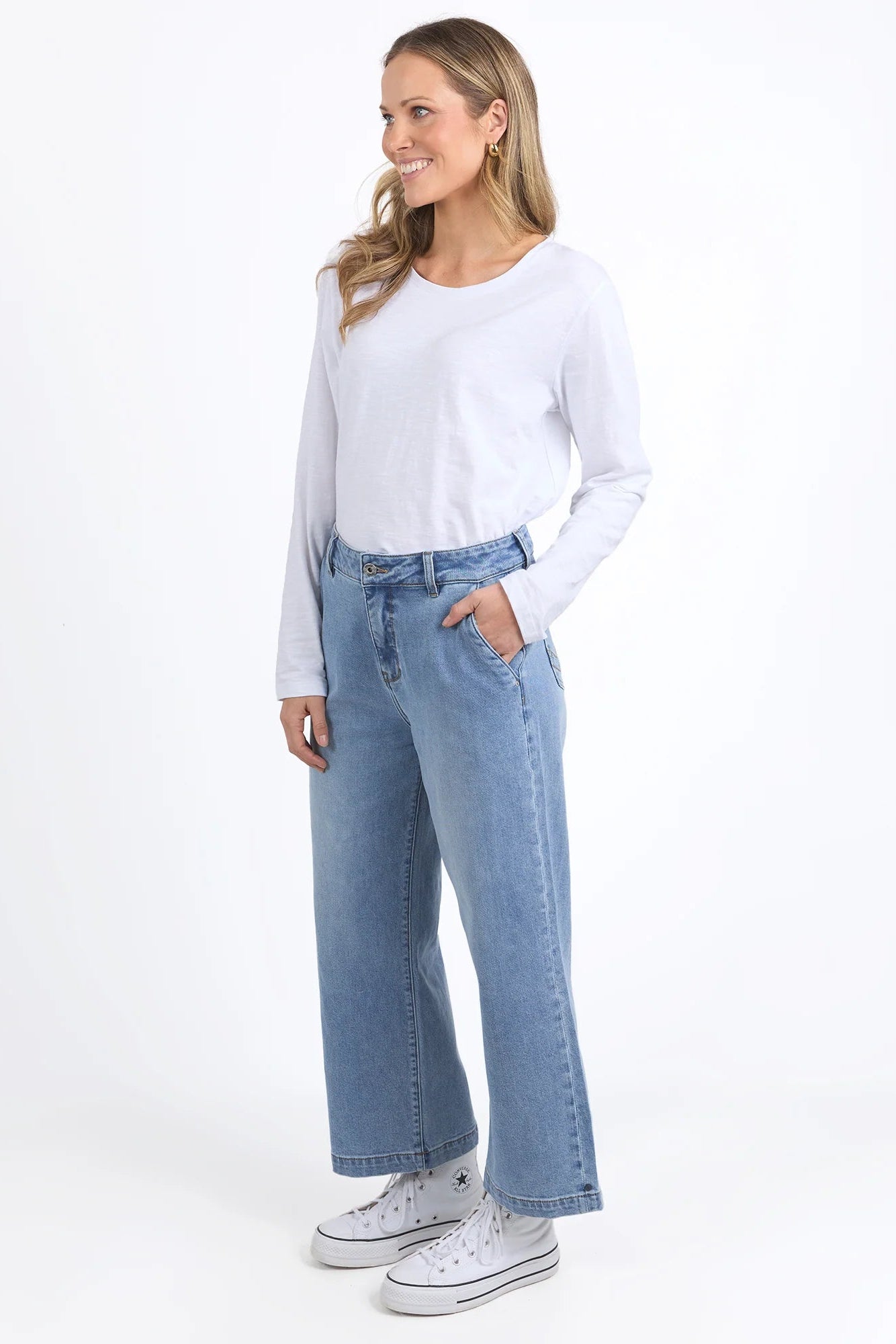 ELM IZZY WIDE LEG JEAN - VINTAGE BLUE WASH - THE VOGUE STORE