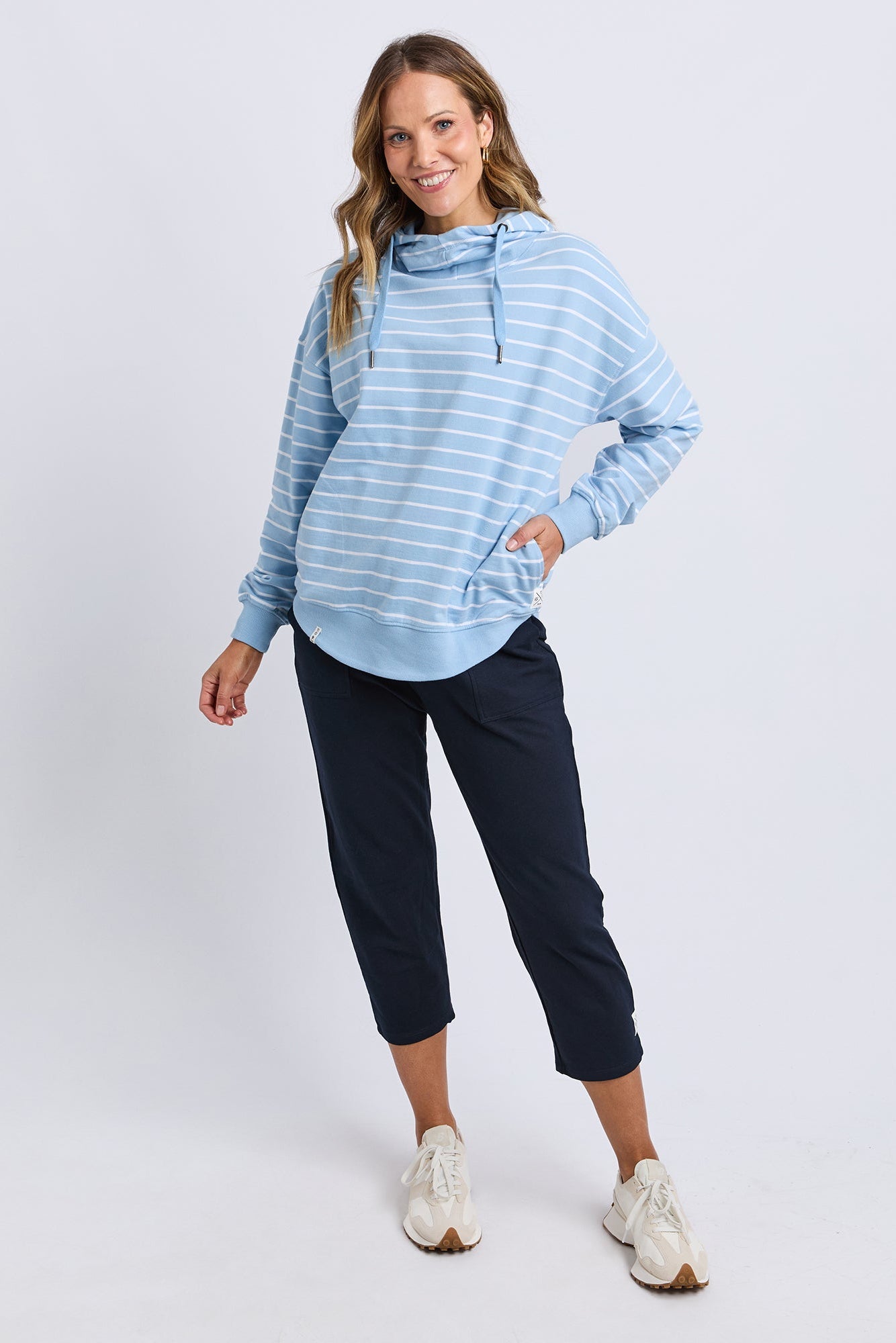ELM LOUNGER SCOOP HOODIE - STRIPE - THE VOGUE STORE