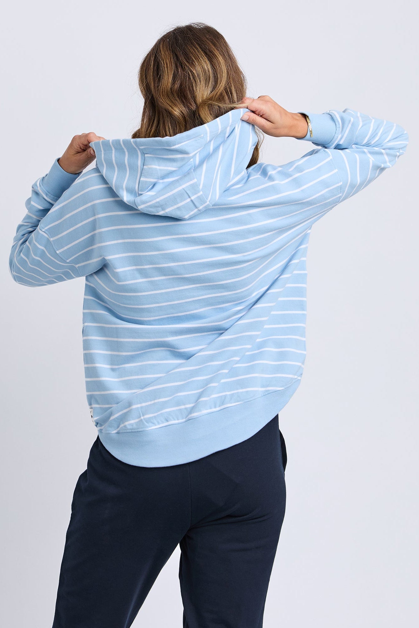 ELM LOUNGER SCOOP HOODIE - STRIPE - THE VOGUE STORE