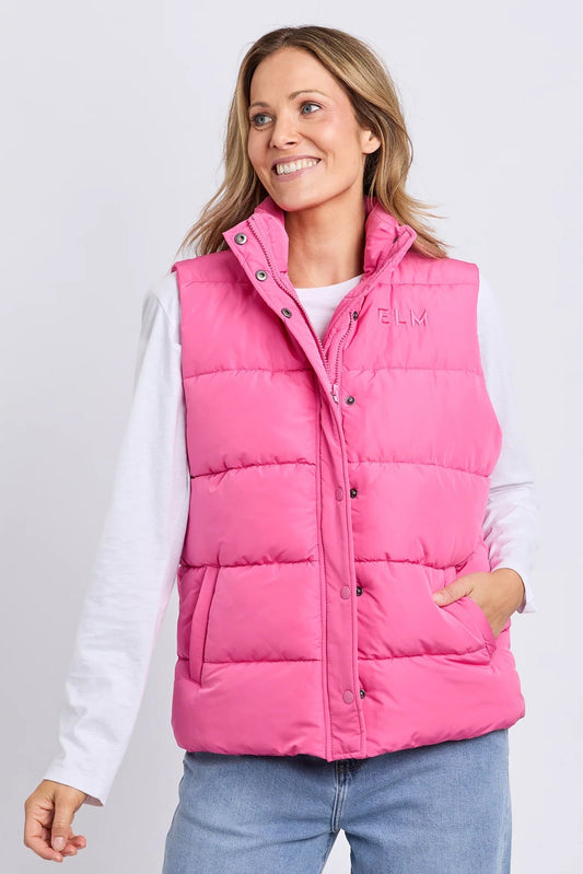 ELM CORE PUFFER VEST HOT PINK - THE VOGUE STORE