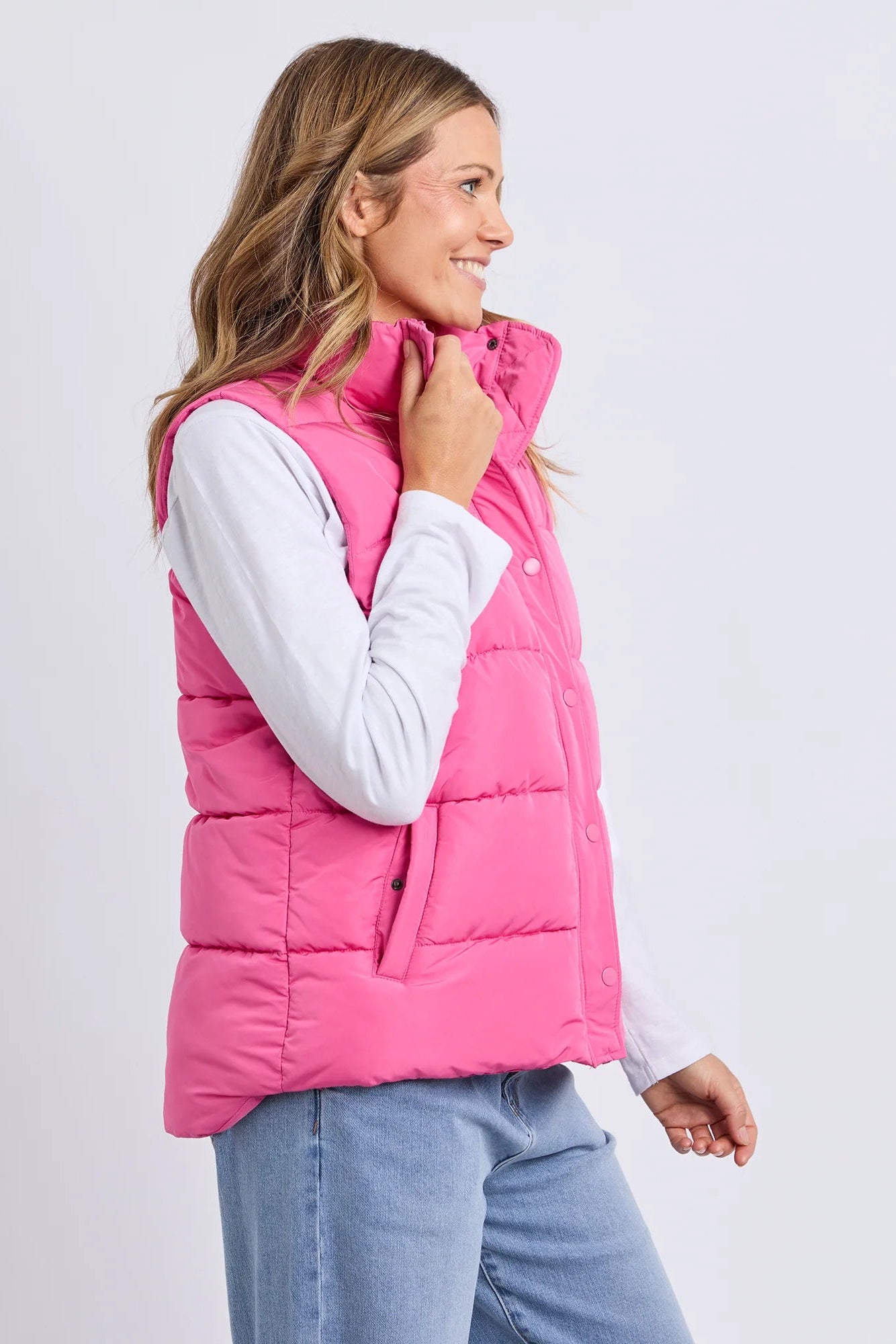 ELM CORE PUFFER VEST HOT PINK - THE VOGUE STORE