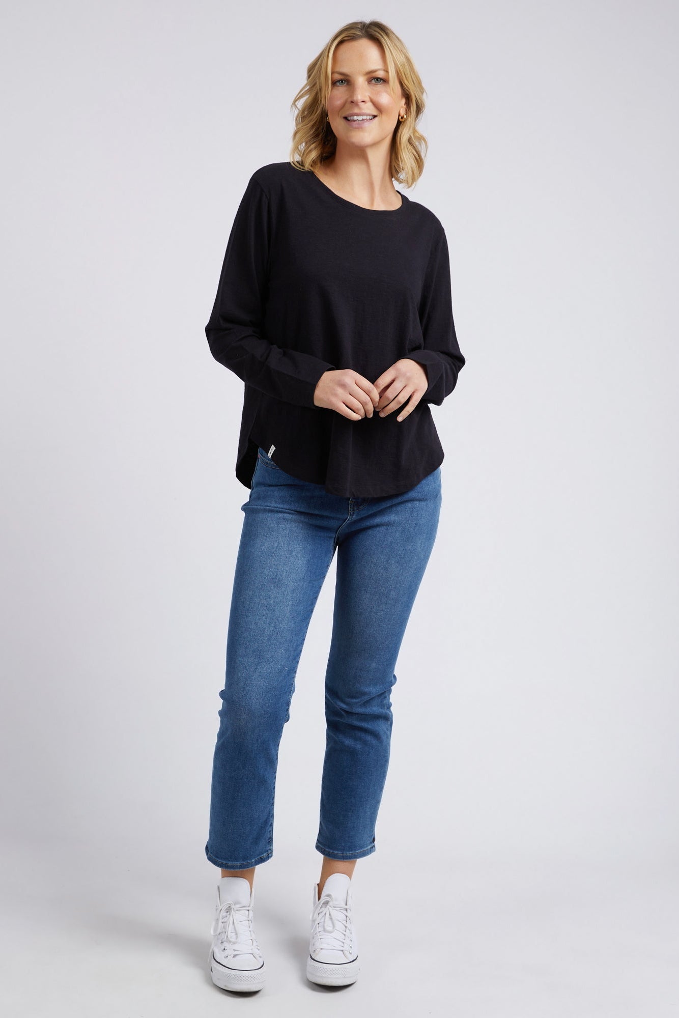 ELM EVERYDAY L/S TEE - BLACK - THE VOGUE STORE