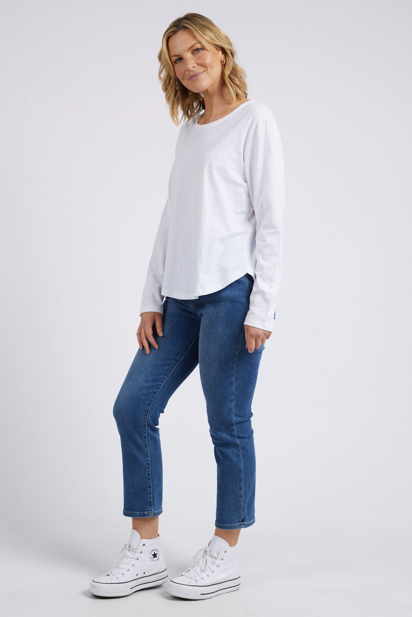 ELM EVERYDAY L/S TEE - WHITE - THE VOGUE STORE