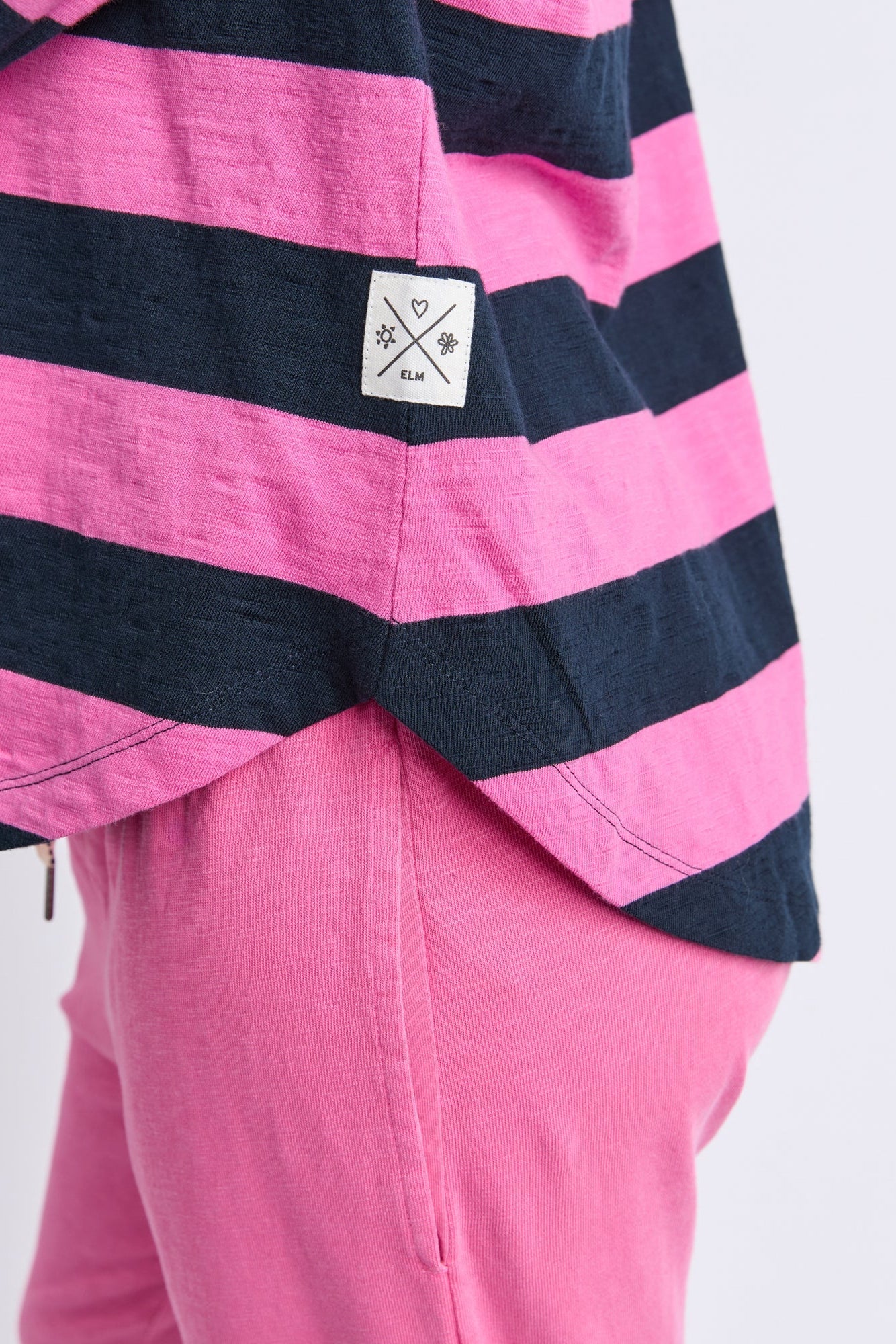 ELM SPRITZ STRIPE L/S TEE - HOT PINK & NAVY STRIPE - THE VOGUE STORE