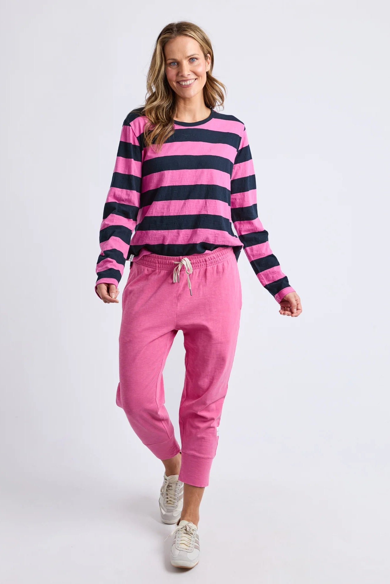 ELM SPRITZ STRIPE L/S TEE - HOT PINK & NAVY STRIPE - THE VOGUE STORE