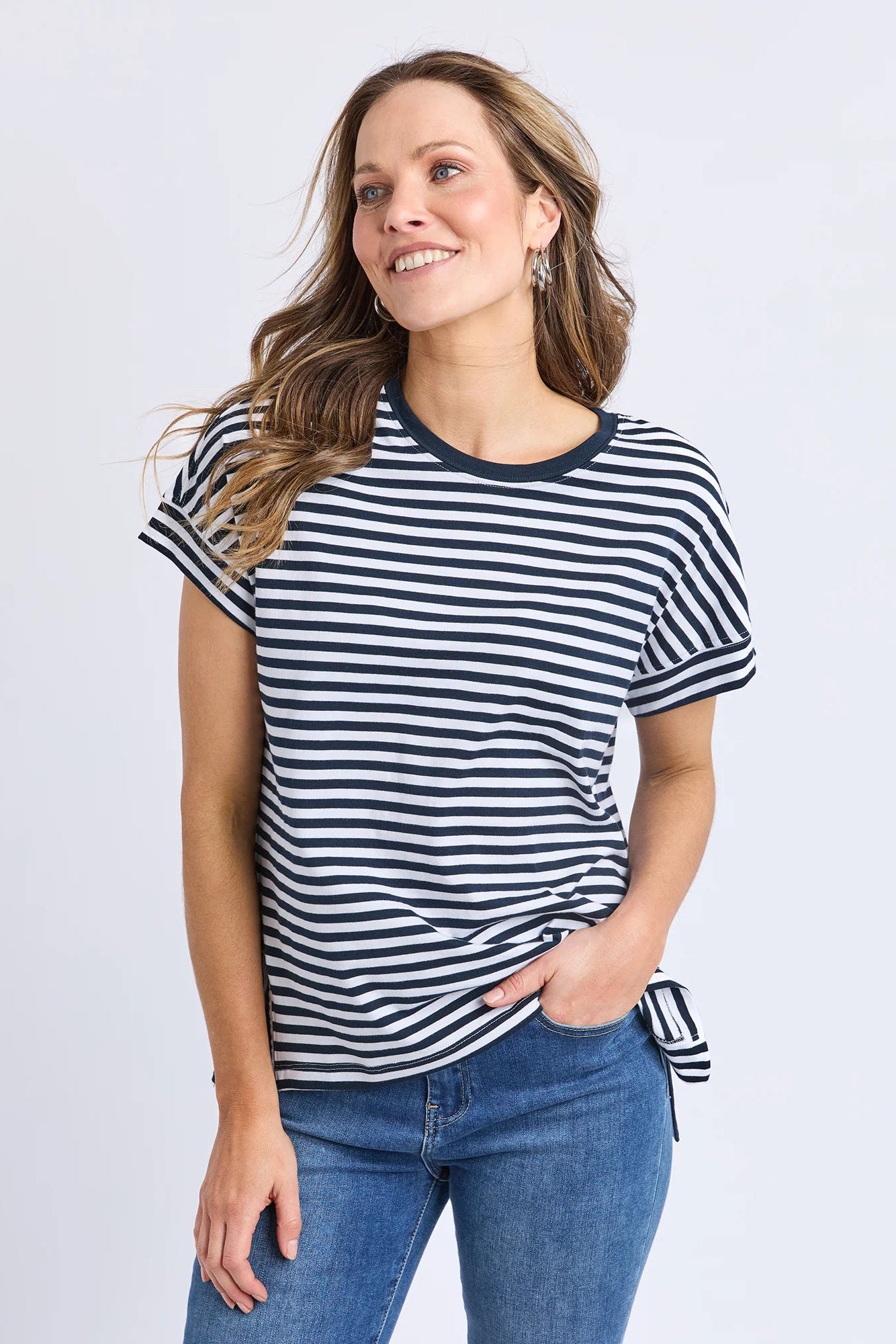 ELM YARA STRIPE S/S TEE - NAVY & WHITE STRIPE - THE VOGUE STORE