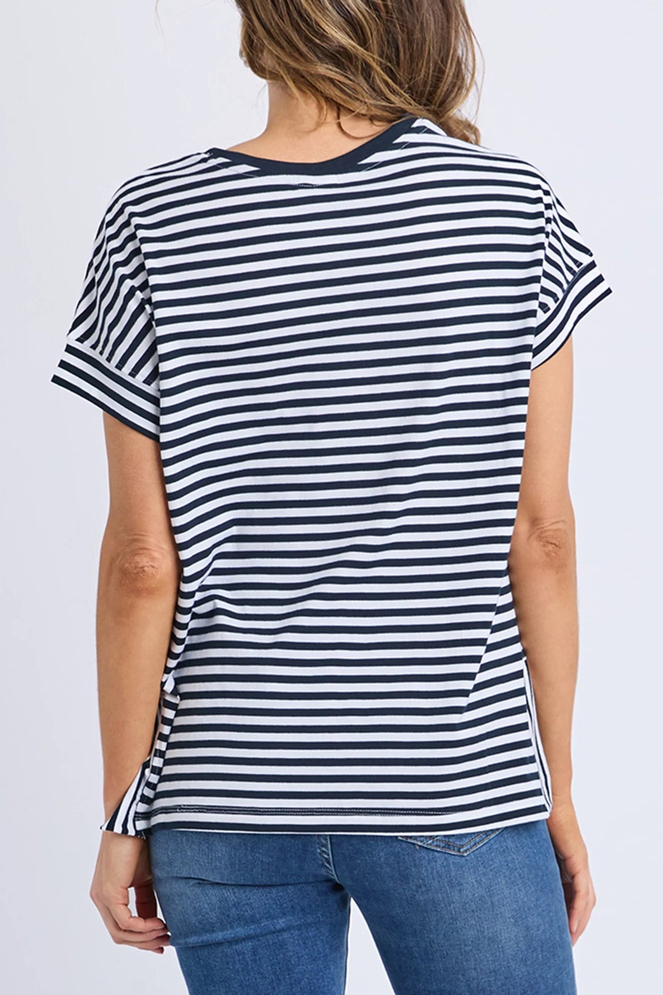ELM YARA STRIPE S/S TEE - NAVY & WHITE STRIPE - THE VOGUE STORE