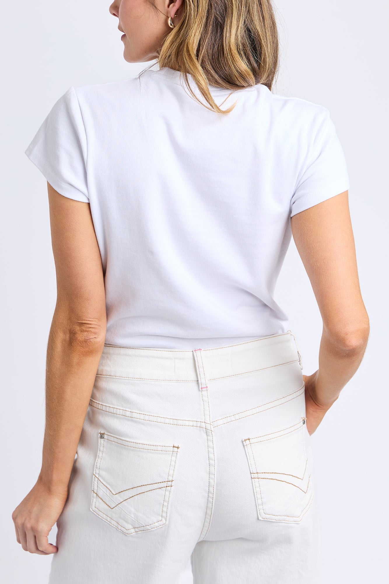 ELM VERA SHORT SLEEVE TEE - WHITE - THE VOGUE STORE