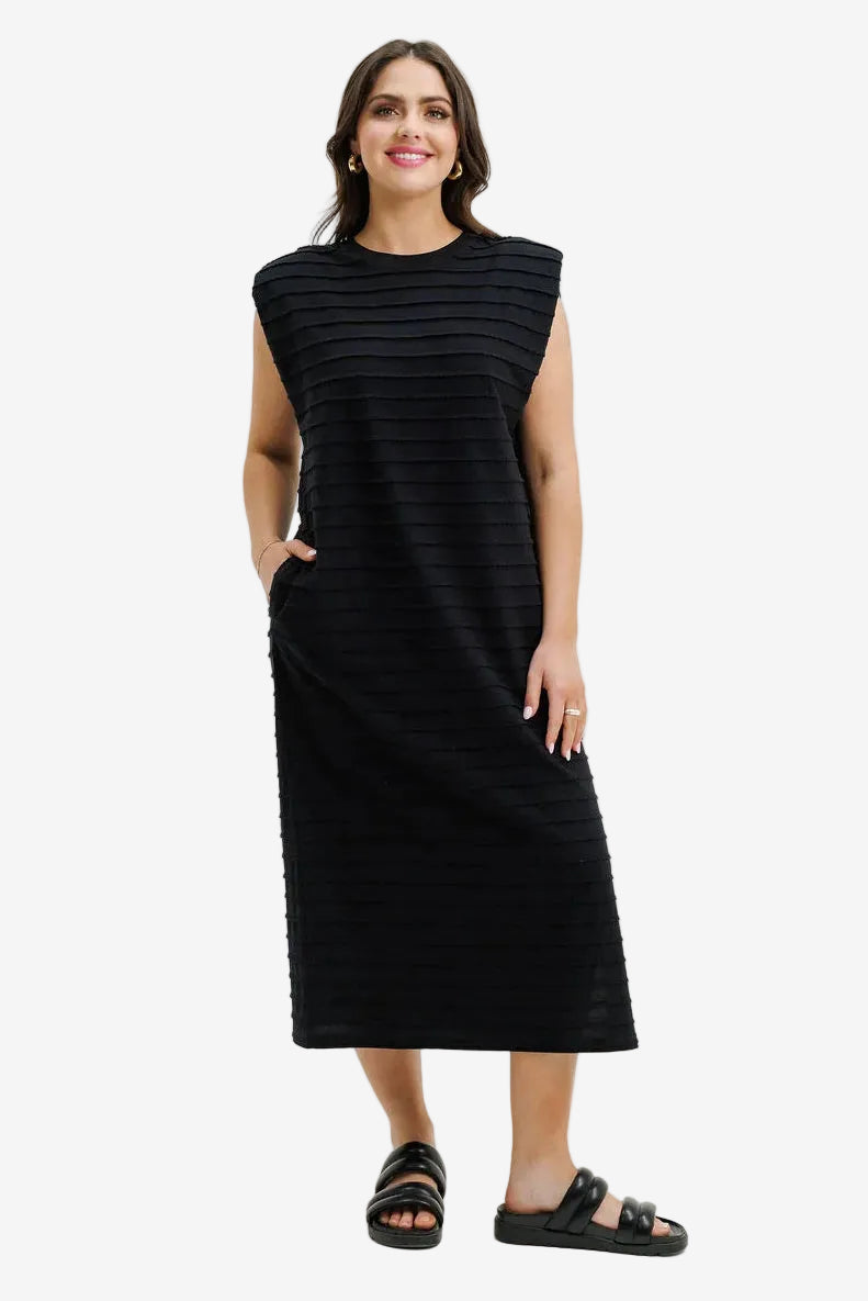 HOMELEE MILLA DRESS - BLACK PETAL - THE VOGUE STORE