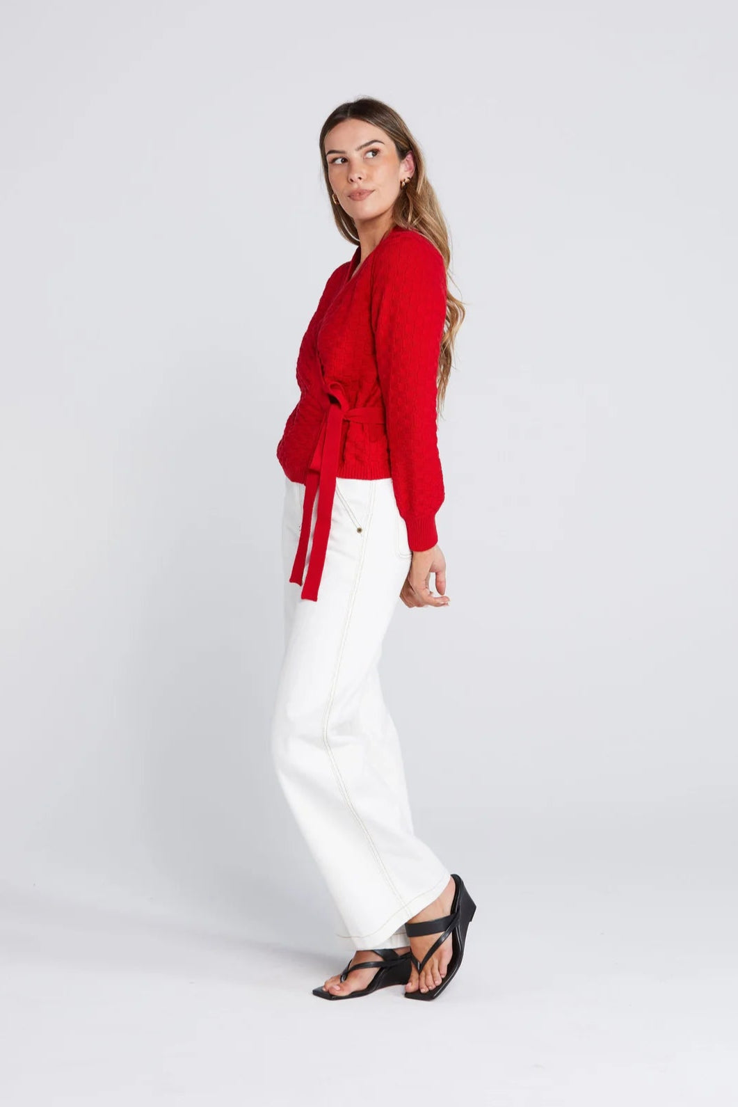 THING THING WRAPT CARDIGAN - SIZZLING SCARLET - THE VOGUE STORE