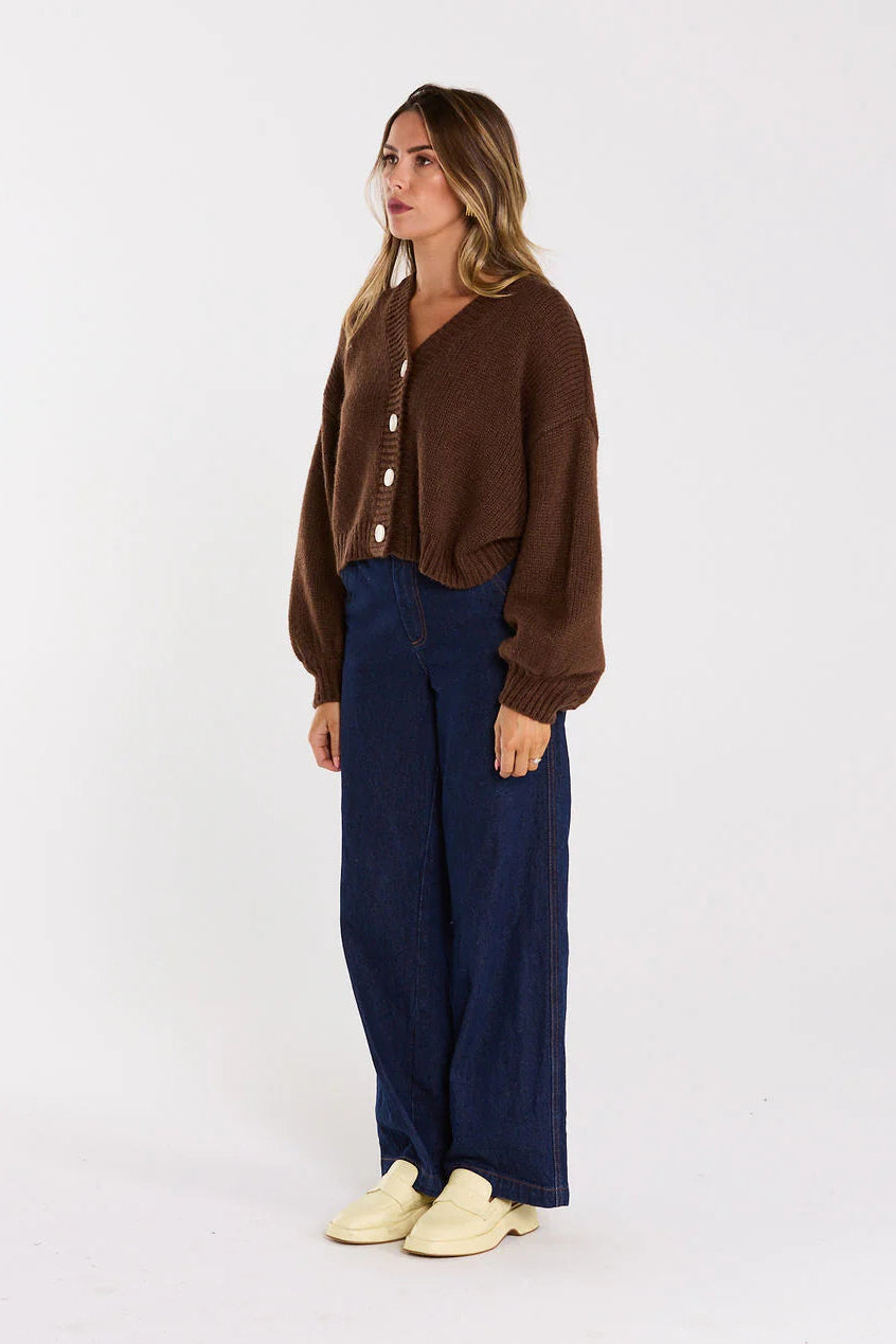 THING THING HUDDLE CARDIGAN - CHOCOLATE - THE VOGUE STORE