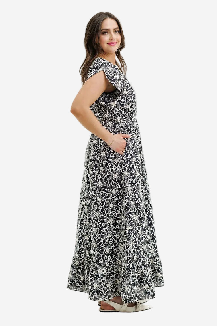 HOMELEE GRETA DRESS - BLACK CHAMPAGNE - THE VOGUE STORE