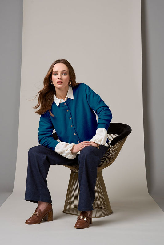 LOOBIES STORY MIFFY CARDI - SOFT PEACOCK - THE VOGUE STORE