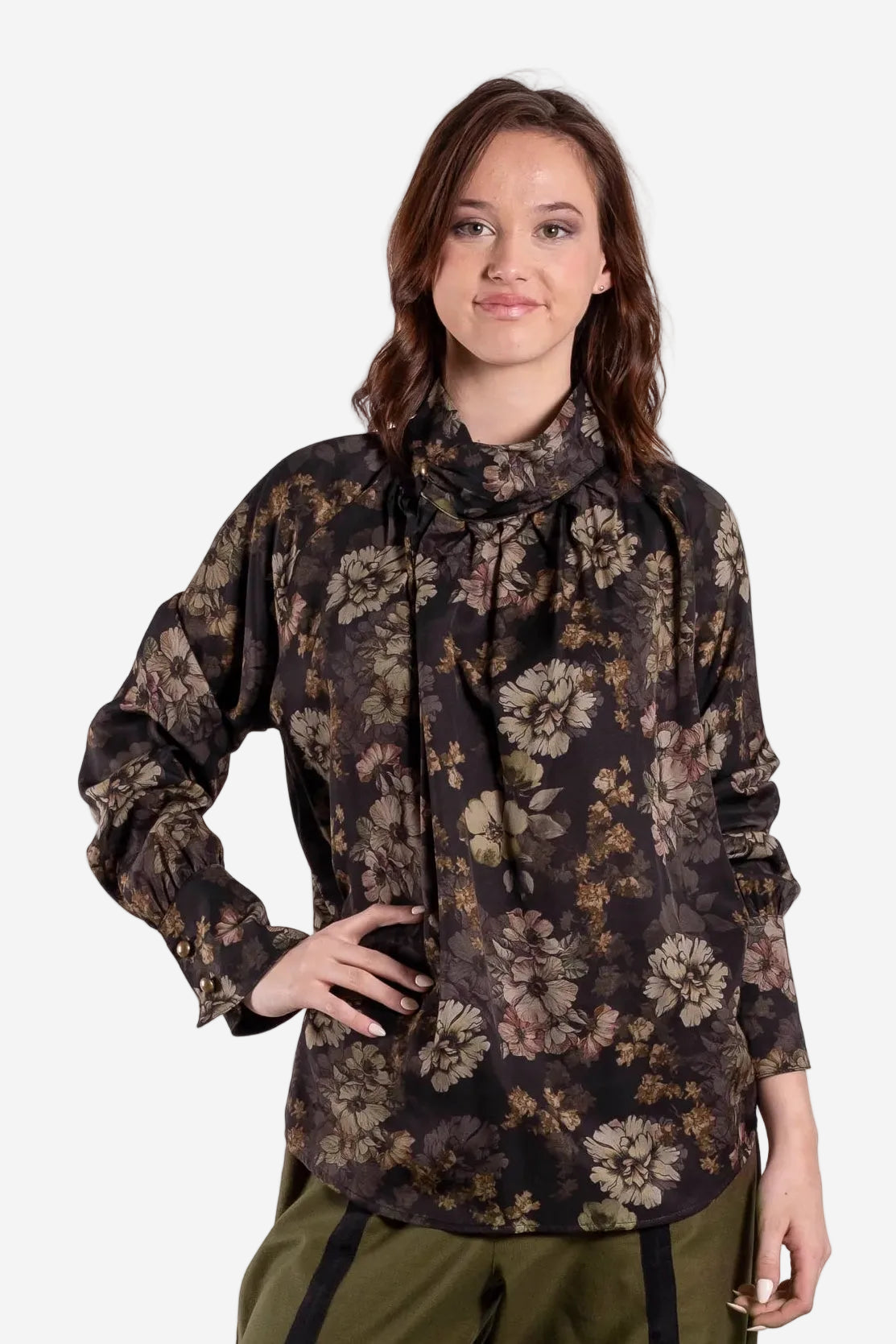 DEEANNE HOBBS HIGH NECK BLOUSE - ANTIQUE MEADOW - THE VOGUE STORE