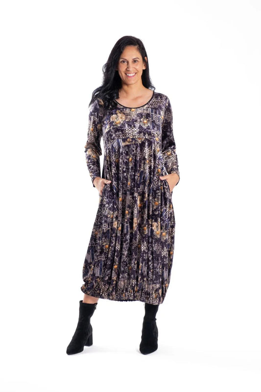 JELLICOE SANDERSON DRESS - CITRUS VELVET - THE VOGUE STORE