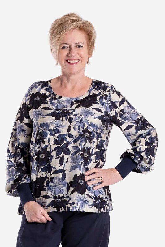 JELLICOE LATTICE TOP - MIDNIGHT PORCELAIN - THE VOGUE STORE