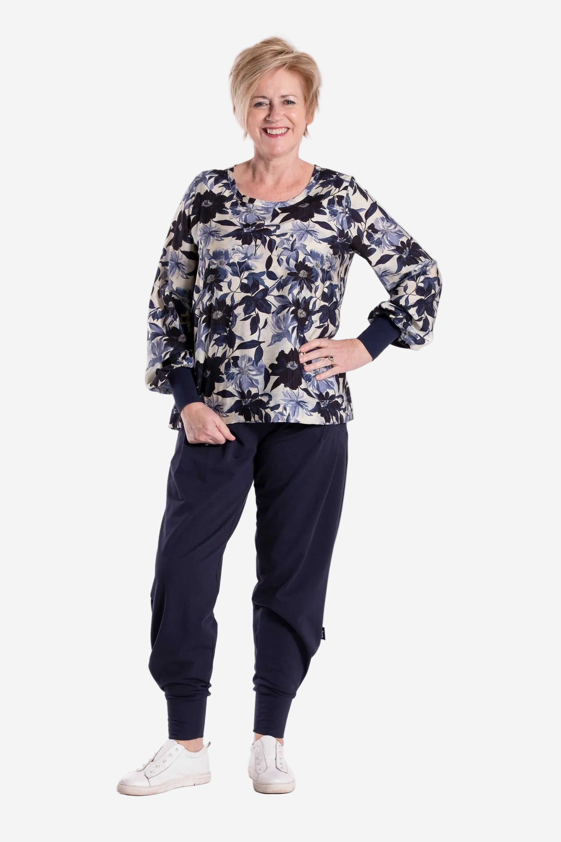 JELLICOE LATTICE TOP - MIDNIGHT PORCELAIN - THE VOGUE STORE
