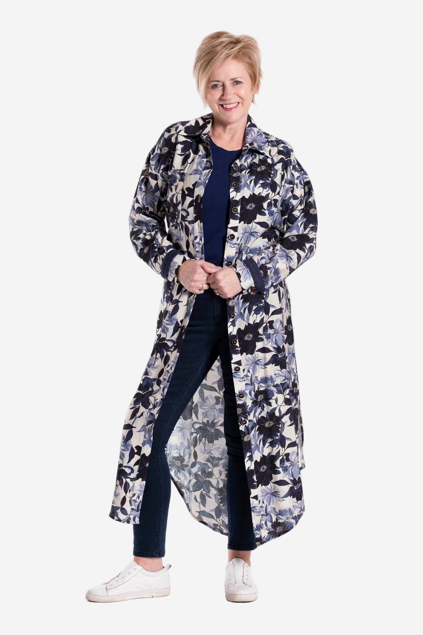 JELLICOE LONG SHIRT DRESS - MIDNIGHT PORCELAIN - THE VOGUE STORE