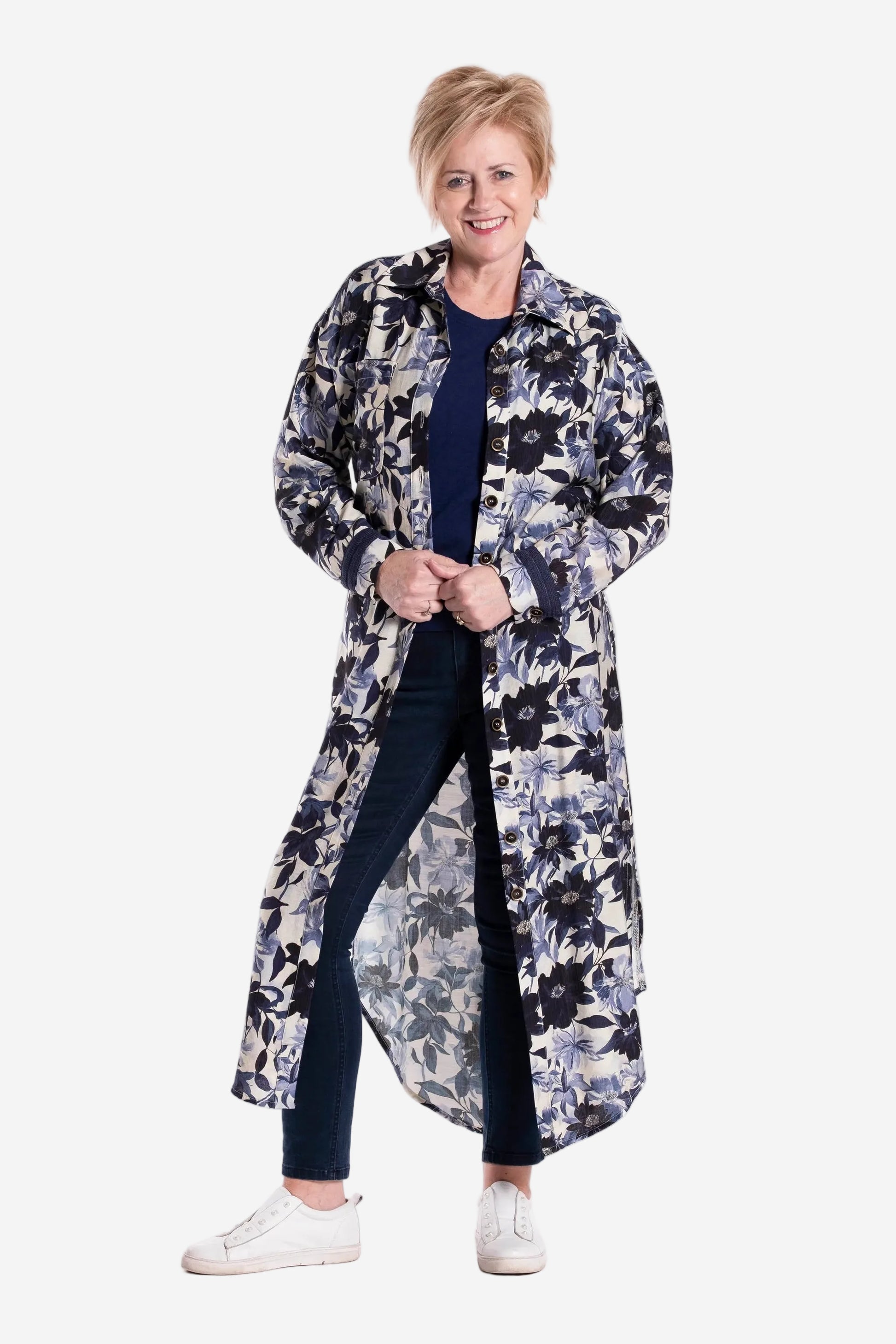 JELLICOE LONG SHIRT DRESS - MIDNIGHT PORCELAIN - THE VOGUE STORE