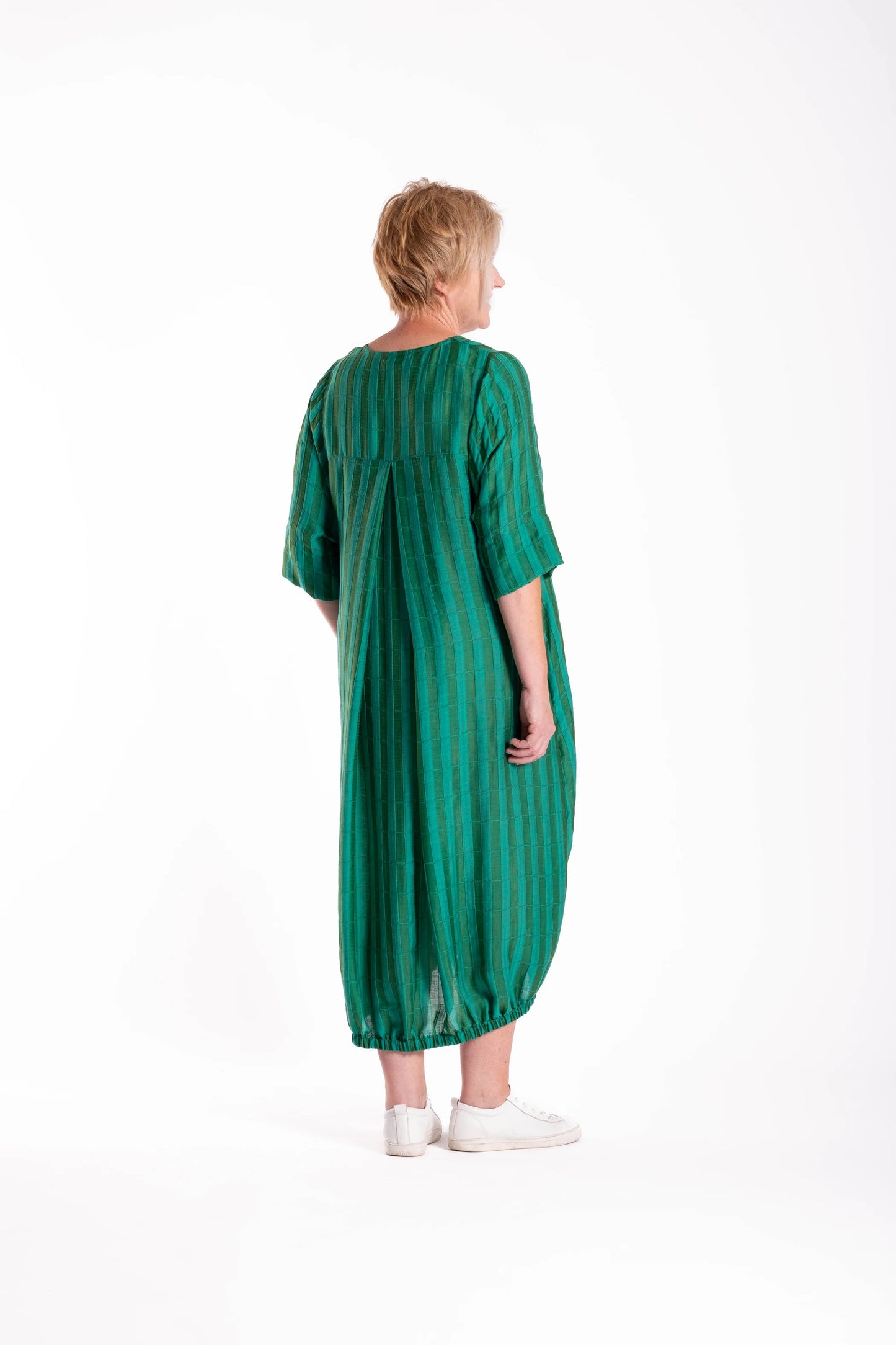 DEEANNE HOBBS COOPER DRESS - GREEN RECTANGLES - THE VOGUE STORE