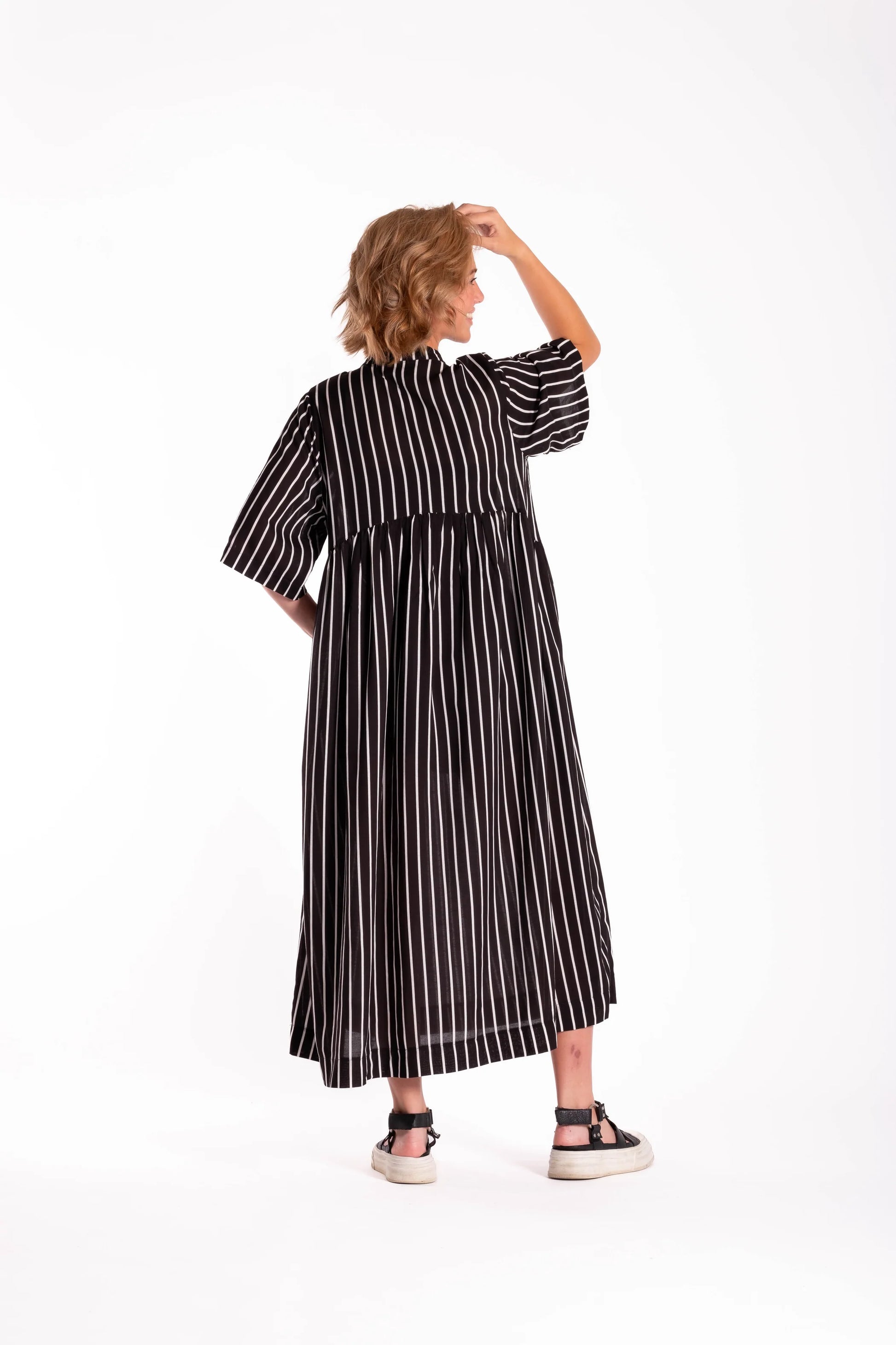 DEEANNE HOBBS BRYLEE DRESS - BLACK STRIPE - THE VOGUE STORE