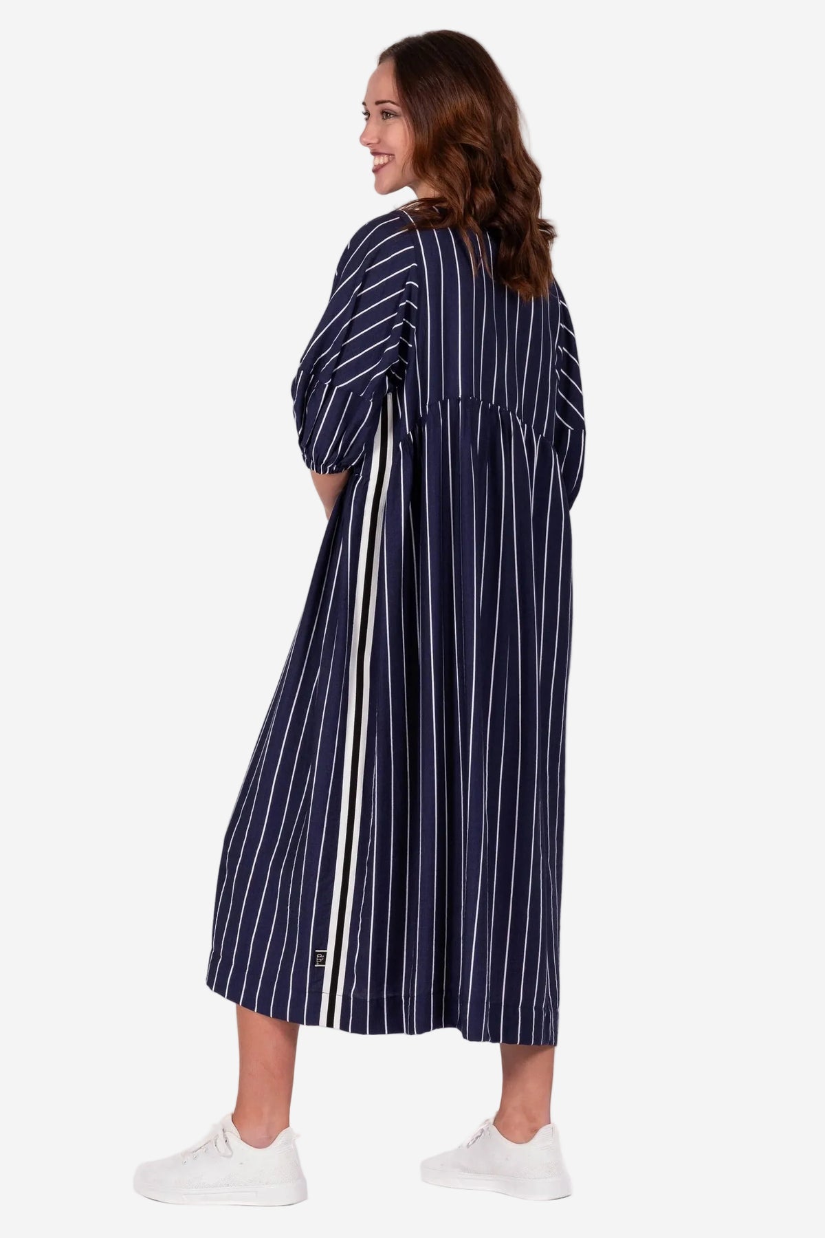 DEEANNE HOBBS BRIE DRESS -  LINEAR NAVY - THE VOGUE STORE 