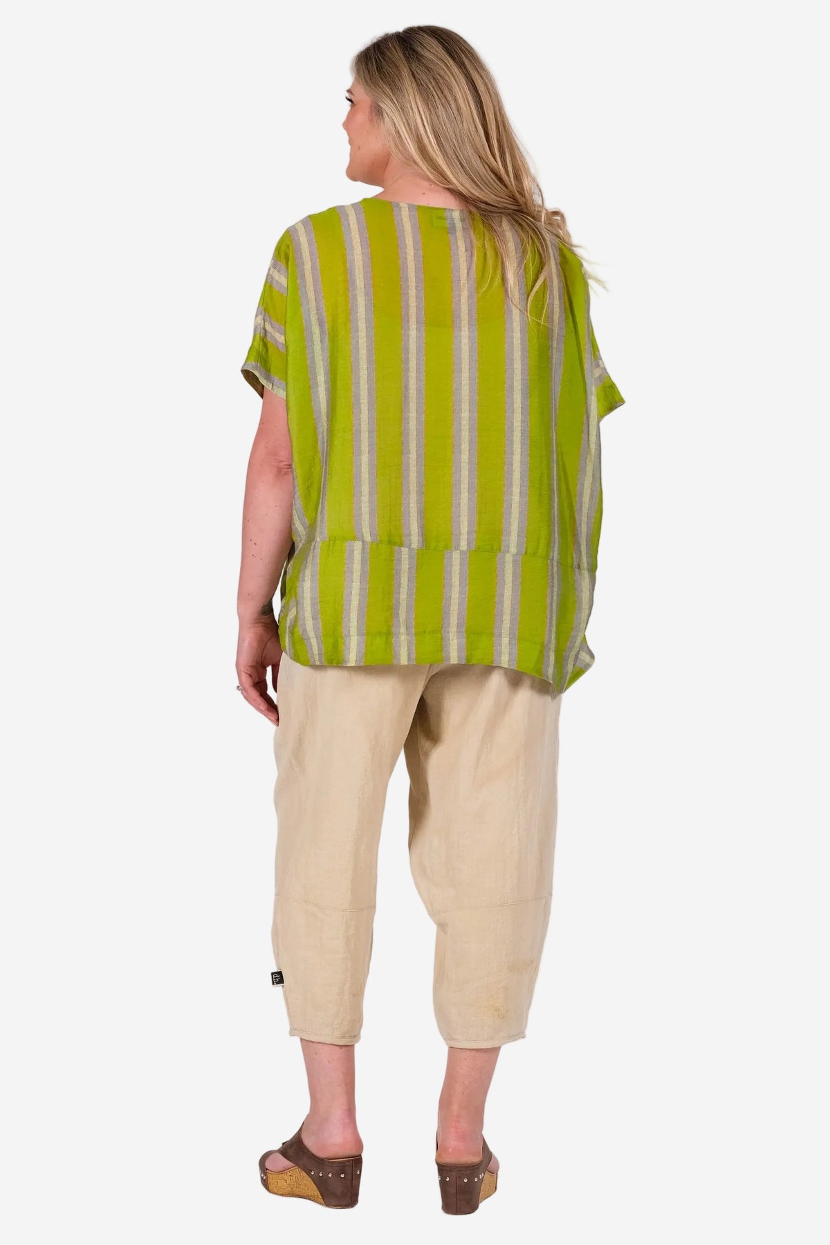 DEEANNE HOBBS MAGNOLIA TOP - EUCALYPTUS STRIPE - THE VOGUE STORE