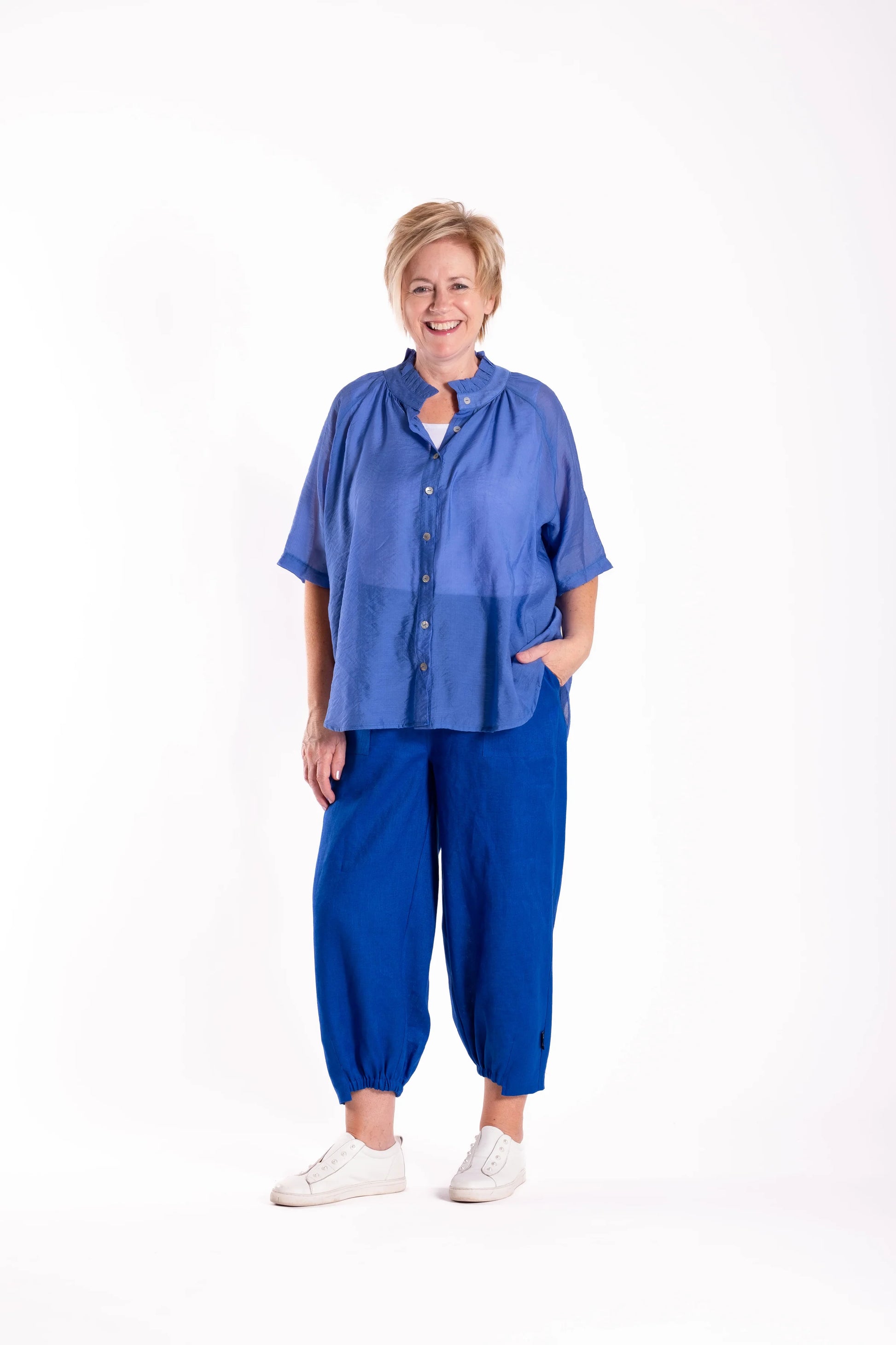 JELLICOE DELIGHT BLOUSE - CORNFLOWER BLUE - THE VOGUE STORE