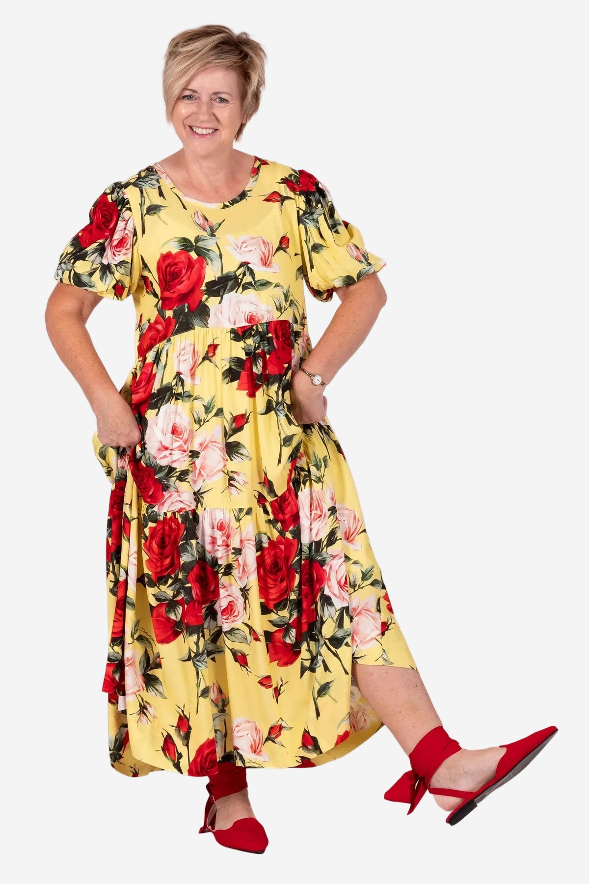 JELLICOE TIERED DRESS - SUNLIGHT ROSE - THE VOGUE STORE