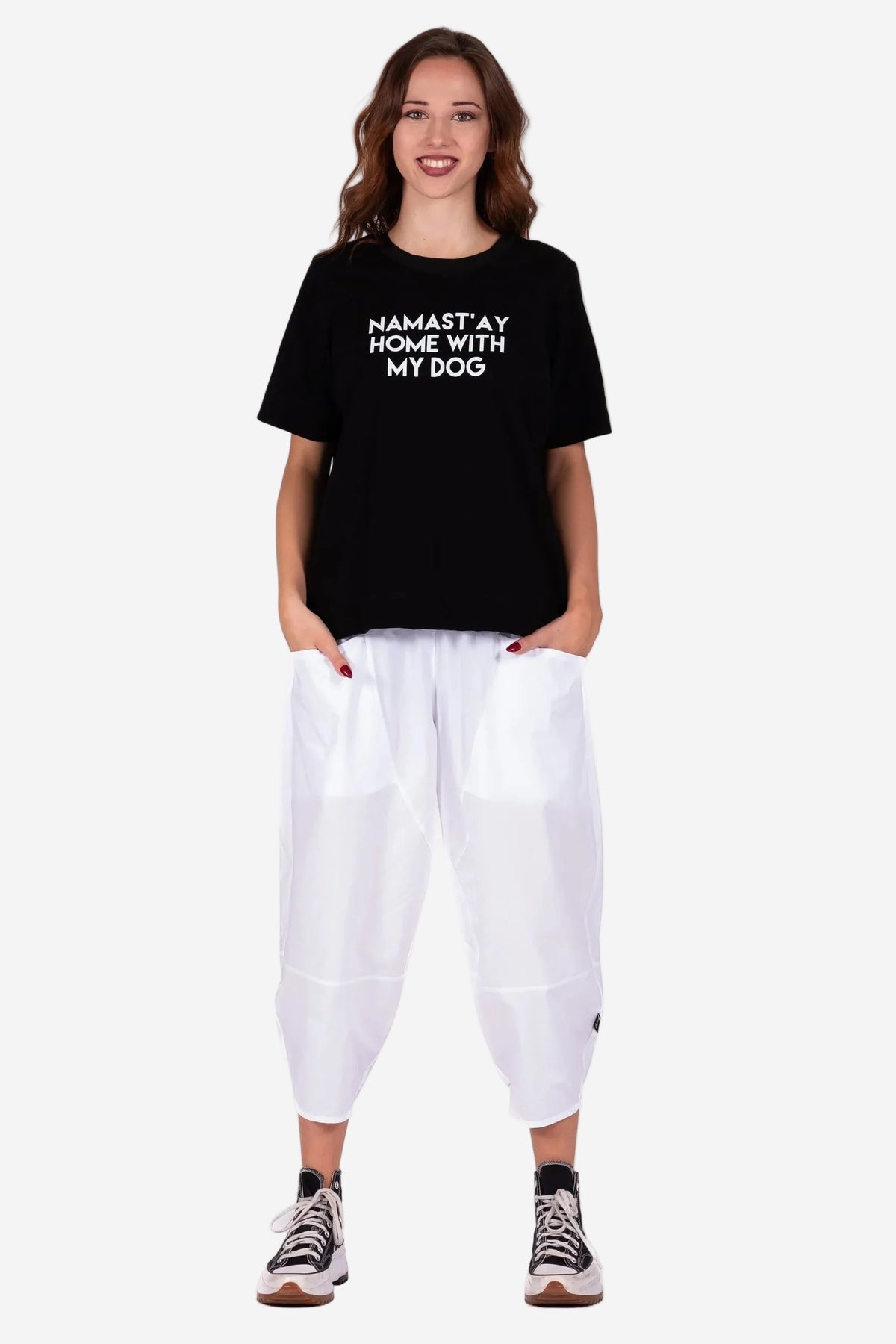 JELLICOE BASIC TEE NAMASTAY - BLACK - THE VOGUE STORE