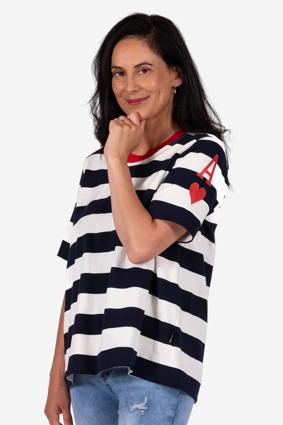 JELLICOE BASIC TEE - NAVY STRIPE - THE VOGUE STORE