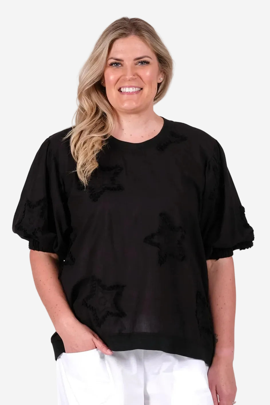 JELLICOE TEAM TOP - STARSTRUCK NOIR - THE VOGUE STORE