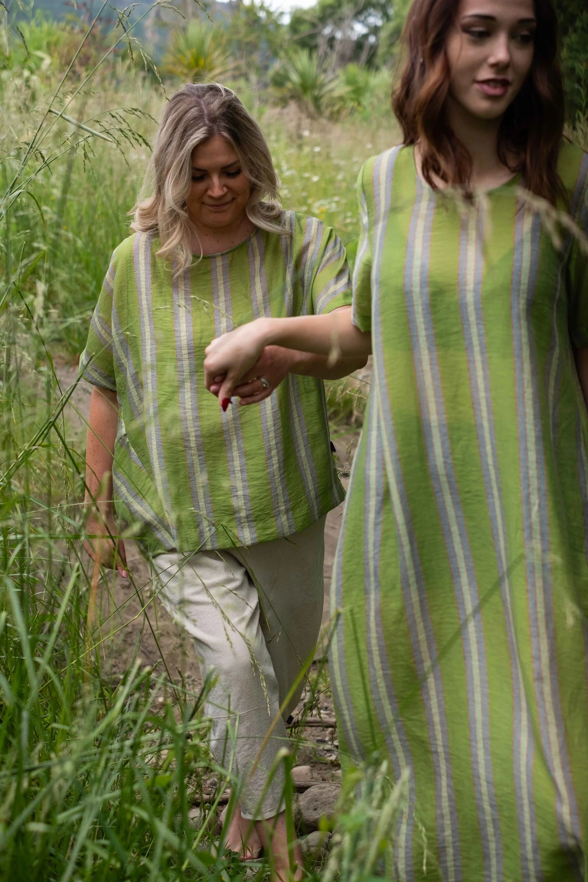 DEEANNE HOBBS MAGNOLIA TOP - EUCALYPTUS STRIPE - THE VOGUE STORE