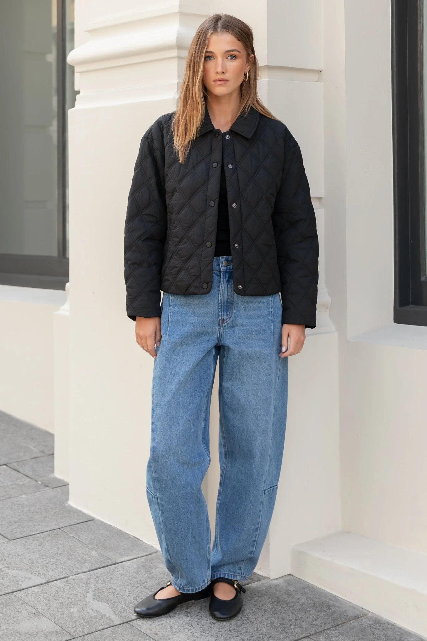 AMONG THE BRAVE GRADUATE 90'S BLUE BARREL DENIM JEANS - THE VOGUE STORE