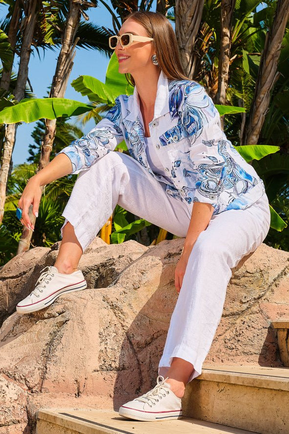 DOLCEZZA AMY TIEMAN JACKET - BLUE FLOWERS - THE VOGUE STORE