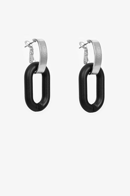 ANTLER STEVIE EARRING - SILVER /BLACK