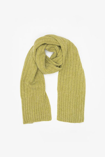 ANTLER BLOCK RIBBED KNIT SCARF - CHARTREUSE
