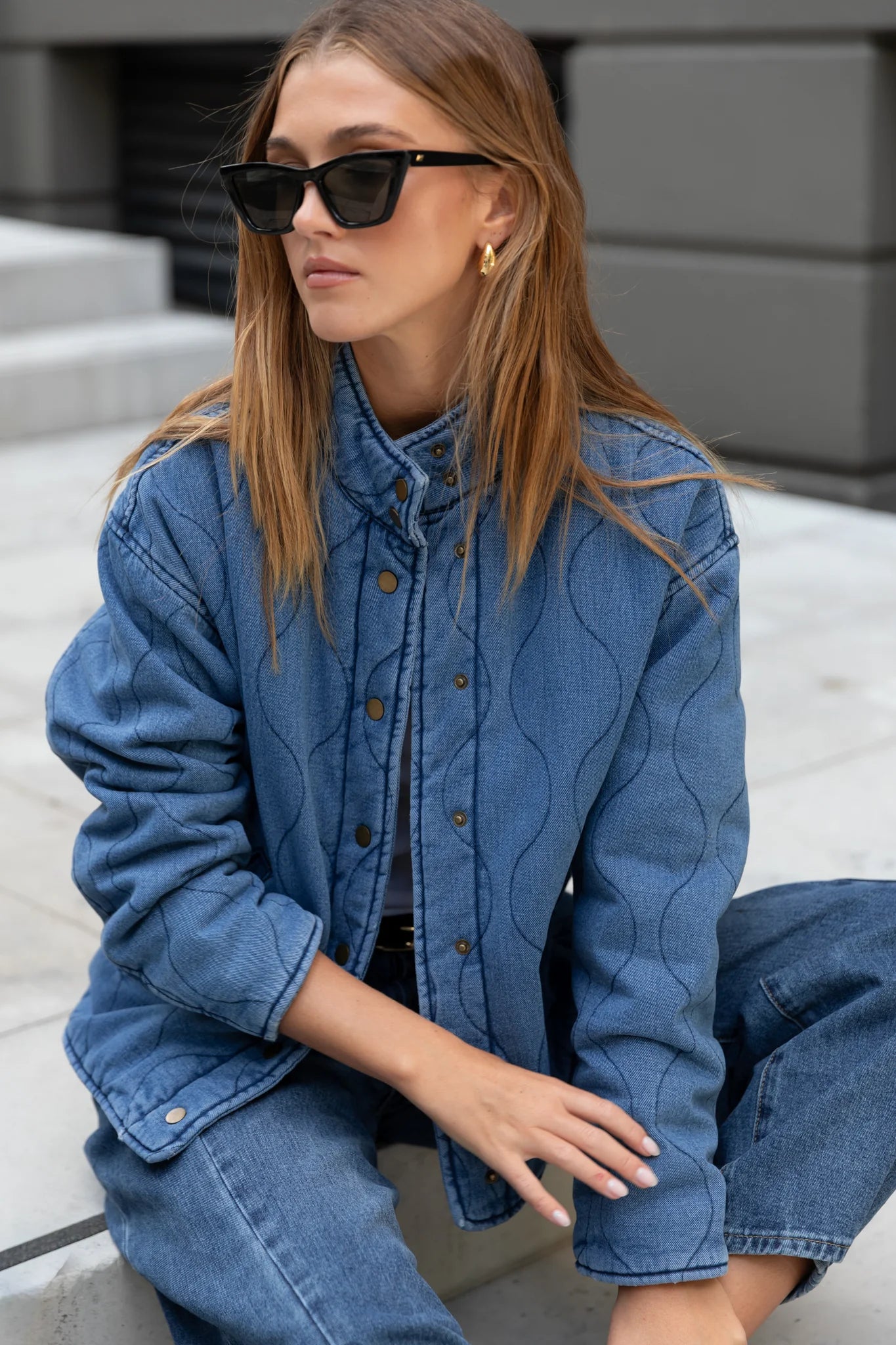 STORIES BE TOLD APEX STORM BLUE DENIM COLLARED JACKET - THE VOGUE STORE